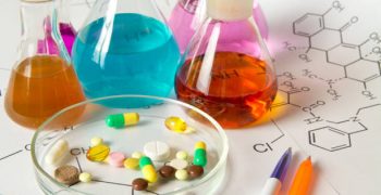 Pills and medication in medical laboratory